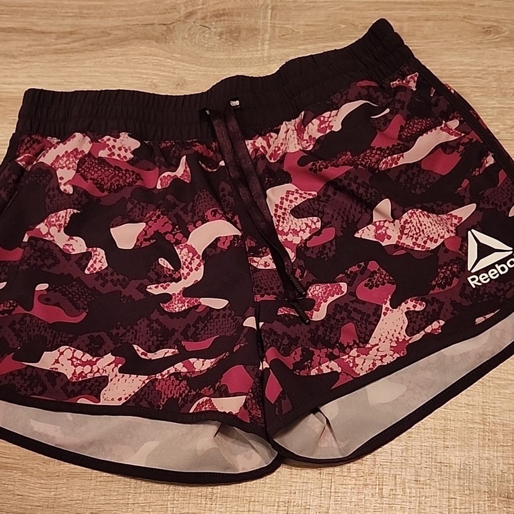 Reebok Women's Camo Print Shorts - Pink and Plum